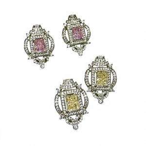 Classic Silver Plated <b>Stud</b> Earrings With <b>Emerald</b> Cut Crystal Rhinestones Geometric Design For Women Party Wear - Product Image 2