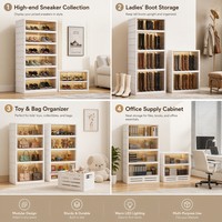 Zapatero Plegable Integrado, Armario para Zapatos Apilable con Puertas Transparentes, Organizador de Montaje Rápido para Entrada o RV