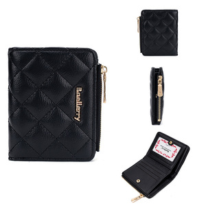 Cartera al por Mayor, Monedero Pequeño con Logotipo Personalizado, Diseño <span class=keywords><strong>de</strong></span> Diamantes, Billetera para Damas con 5 Ranuras para Tarjetas y Ventana para Identificación, Bolsillo para Monedas - Product Image 1