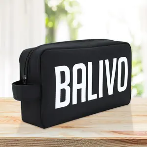 Atacado Preto À Prova D' Água Bolsa de Maquiagem Vaidade Caso Logotipo Personalizado Higiênico Saco Homens Saco de Cosmética