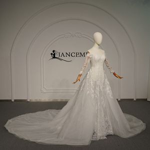 Gt281-Pz Luxury Ivory Bridal Gown Sweetheart Lace Applique Long Sleeve Fitted Mermaid <b>Wedding</b> Dress Jancember - Product Image 2