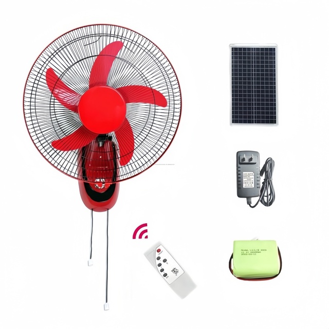 12-Inch Solar Rechargeable High Speed Solar Fan Light 15000mAh/18000mAh Battery Solar Wall Fan