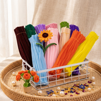Bâtonnets torsadés 6 mm couleur macaron pour bouquets artistiques, jouets de puzzle pour enfants, matériel de décoration DIY fait main en bandes de velours multicolores