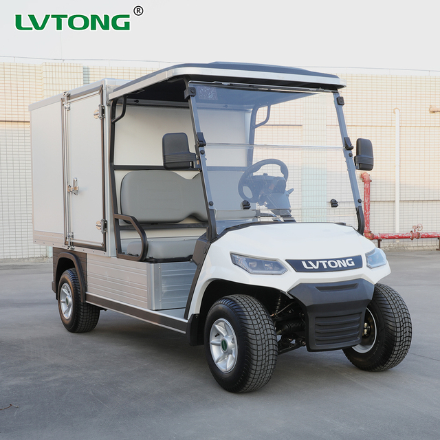 2 Person 48V AC System Mini Housekeeping Car with Enclosed Cargo Box 400kg Payload Compact Electric Pickup Truck