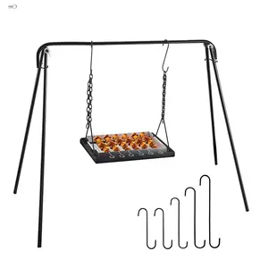 NPOT 2023 New Grill Swing Campfire Cooking Stand, BBQ Grill 44lbs Capacity for Cookware & Dutch Oven
