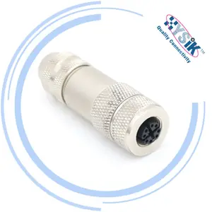 Hysik IP67 IP68 Waterproof X Code Straight Shielded Round Female Male M12 Stainless Steel Connector 8 Poles