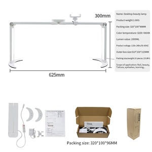Lampe LED demi-lune pliable à intensité variable (chaud/blanc) pour <span class=keywords><strong>extension</strong></span> d'ongles et de cils, lecture, bureau, tatouage, manucure, avec support de téléphone - Product Image 6