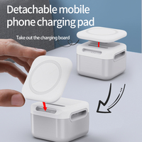 Nouveau Chargeur Sans Fil Portable Certifié OEM 3-en-1 Pliable 15W à Charge Rapide avec Lampe et Support Magnétique pour Téléphone Portable, Écouteurs et Montre – Blanc