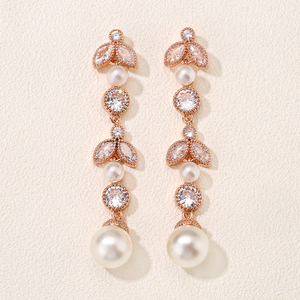 Boucles d'oreilles pendantes en zircon RAKOL EP1167 pour mariage, boucles d'oreilles en cristal pour femmes, bijoux de fête tendance, boucles d'oreilles pendantes en cristal pour mariée - Product Image 1