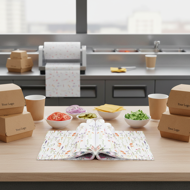 Custom Logo Printing Biodegradable Eco-Friendly Recyclable Greaseproof PE Food Wrapping Paper Hamburger Deli Packaging