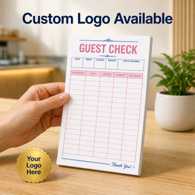A4 A5 A6 Custom Logo Restaurant Waiter Bill Notepad Carbonless Duplicate Receipt Form Guest Check Order Pad with Logo