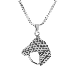 Yunnique Collier avec pendentif cheval en acier inoxydable, design animalier argenté pour hommes et femmes 122023 - Product Image 3