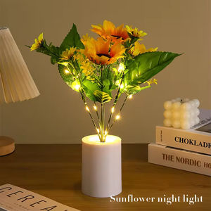 April International Warm White <b>Indoor</b> Bedroom Night <b>Light</b> Battery Operated Decorative Potted Plant Simulation <b>Lantern</b> Flower - Product Image 1