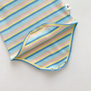 Barboteuse d'été fine pour bébé fille, à bretelles, rayée, <span class=keywords><strong>en</strong></span> coton élasthanne, mi-mollet, avec fermeture boutonnée discrète, adorable, une pièce - Product Image 4