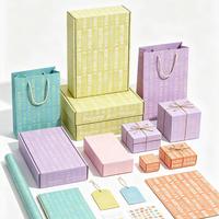 Ensemble de papier cadeau Joyeux Anniversaire couleur pastel avec impression de lettres, kit d'emballage cadeau, boîtes, sacs et étiquettes jetables en cire recyclable