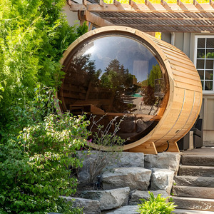 Sauna de Madera de Abeto con Porche para 6 Personas, <span class=keywords><strong>Estufa</strong></span> Eléctrica de Leña para <span class=keywords><strong>Terraza</strong></span> y Jardín, Kit de Ocio Natural para Villa - Product Image 3
