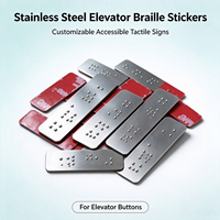 Autocollant Braille en Acier Inoxydable pour Ascenseur, Boutons Tactiles Accessibles, Étiquette Braille ADA Personnalisable pour Aveugles