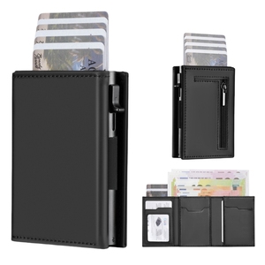 Portafoglio in Vera Pelle Crazy Horse con Porta Carte in Alluminio, Porta Carte d'Identità Automatico Pop-up, Custodia per Carte di Credito RFID con Scomparti per Carte - Product Image 4