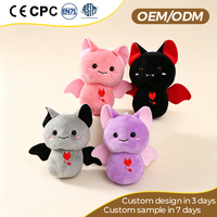Porte-clés en peluche personnalisé en coton, motif petit diable chauve-souris, fabrication OEM