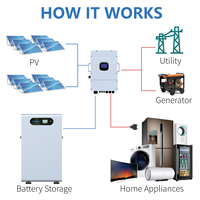 1 Pc MOQ 51.2V 16kWh LiFePO4 Baterai Rumah Hybrid Split Grid dengan Layar Sentuh Pintar, Komunikasi CAN, Kustomisasi OEM/ODM
