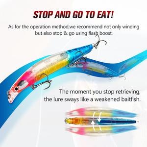 Leurre méné coulant réaliste yeux 3D lame <span class=keywords><strong>Flash</strong></span> longue coulée appâts de natation artificiels Wobbler leurre de pêche au bar de mer - Product Image 3
