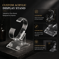 Support d'affichage de montres autoportant en acrylique moderne, hautement transparent et facile à nettoyer, pour vitrine de boutique et collection de montres