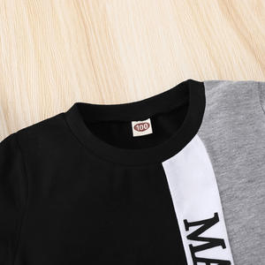 Traje Infantil de Manga Corta para Niño, Combinación de Colores Negro, Blanco y Gris, para Verano - Product Image 3