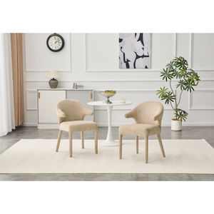 Modern Convertible Boucle Fabric <b>Dining</b> <b>Armchair</b> Metal Legs High-Resilience Sponge for Home <b>Dining</b> Room Bedroom Hotel Use - Product Image 1