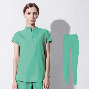 42024LW Grosir Seragam Tenun Logo Kustom Lembut untuk Rumah Sakit, Spa, Salon Kecantikan, Seragam Perawat, Set Medis, Baju Perawat Lengan Pendek - Product Image 4