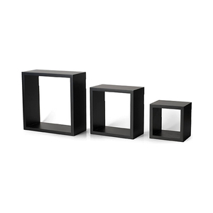 Étagères à cubes carrées flottantes, ensemble de 3 pièces noires, à montage mural - Product Image 3