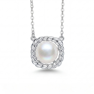 Collar de Perlas de Agua Dulce de Plata S925, Colgante de Barra Lisa Simple, Joyería Minimalista, Regalo para Mujer - Product Image 1