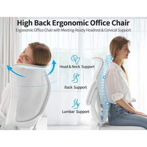 Silla de Oficina Ergonómica TRALT con Respaldo Alto en Forma de S, Diseño Extensible en Forma de Ola, Silla de Escritorio con Soporte Lumbar Ajustable, Silla de Juego de Malla - Product Image 4