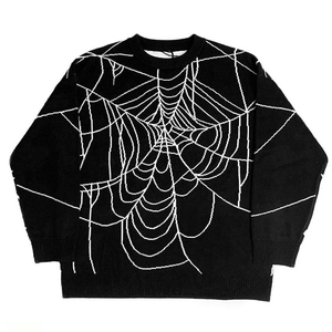 DiZNEW 2022 Custom Fashion Style girocollo Spider Web Pattern Casual Knit autunno manica lunga Pullover da uomo maglione Unisex - Product Image 1
