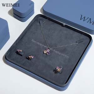 WEIMEI Leather <b>Jewelry</b> <b>Box</b> Lid and Base Ring Necklace Packaging Customizable Logo - Product Image 2