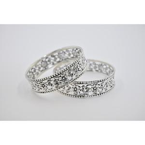 Pulseras de Plata 925 con Patrón Floral, Estilo Vintage, Joyería para Uso Diario de Mujer - Product Image 1
