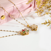 2025 18K plaqué or acier inoxydable Anti Stress collier classique Zircon Fidget Spinner fleur rotatif pendentif collier cadeau