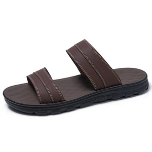 Men <b>Slides</b> Open Toe Pu Upper Rubber Outsole Anti Slippery Casual Summer Sandals <b>Large</b> Size Outdoor Wear - Product Image 5