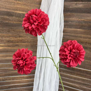 Promotion Vente Boule de fleurs <span class=keywords><strong>Dahlia</strong></span> à 3 têtes Boule de fleurs Chrysanthème à longue tige pour la décoration de mariage et de la maison - Product Image 4