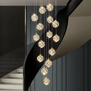 Interior Design Villa Room Stair Luxury Crystal Chandeliers Light Pendants Modern Stair Chandelier Crystal For Stairs
