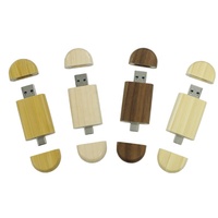 Nouvelle vente en gros 2 en 1 Clé USB en bois 2 Go 4 Go 64 Go Clé USB 2.0 Vitesse rapide 32 Go 128 Go Garantie de 3 ans