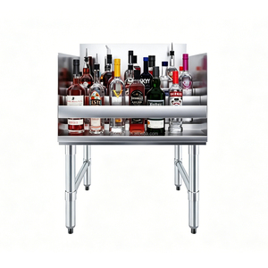 Stainless Steel Four-Tier Liquor Display Rack, Fully Welded Bar Bottle Shelf with Adjustable Legs for Commercial Bar Use - Product Image 1
