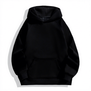 Sudadera con Capucha Extra Grande para Hombre, Color Sólido, Felpa de Algodón, Informal, para Otoño, con Bolsillos, Corte Regular, Tejida - Product Image 4