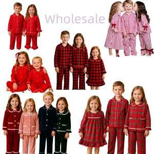 Set Pigiama Natalizio per Bambini Unisex in Velluto Traspirante, Vestaglia per <span class=keywords><strong>1</strong></span>-7 Anni, Autunno Inverno, Produzione Diretta OEM/ODM - Product Image 1