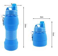 Bouteille d'eau pliable en silicone de qualité alimentaire 600 ml, sans BPA, avec couvercle et mousqueton, idéale pour le sport – Vente en gros usine, produit phare de bonne qualité