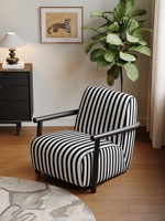 Fauteuil simple de style rétro rustique, design moderne, pour salon, balcon, chambre, chaise de lecture relaxante, en tissu avec pieds en métal, pour la maison