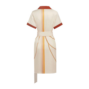 Nouvelle Robe d'été décontractée élégante 2026, longueur genou, avec col contrastant et manches courtes ajustées, style portefeuille - Product Image 6