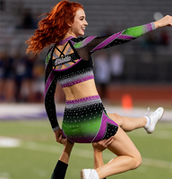 Uniformes de cheerleading américains personnalisés de haute qualité et bon marché, à manches longues, en spandex, avec sublimation