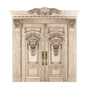 Modèles de porte en bois avec motif de sculpture classique, haut de gamme, pas cher, double portes