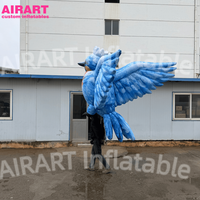 Marionnette gonflable en forme d'oiseau pour fêtes et spectacles, marionnette d'oiseau bleu pour défilés
