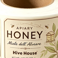 Étiquettes personnalisées pour pots de miel, autocollants imperméables pour emballages alimentaires, étiquettes en papier kraft avec logo en relief doré, rouleaux adhésifs